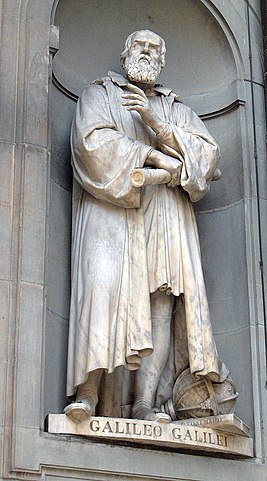 статуя Галилео Галилея, скульптор Котоди, галерея Уффици, Флоренция, Италия