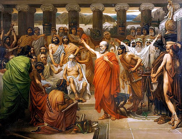 Луи Лебрюн «Сократ выступает на суде», картина из частной коллекции