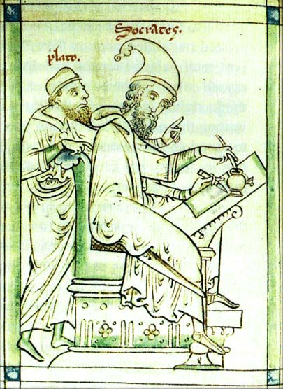 Сократ и Платон, рисунок из средневековой книги