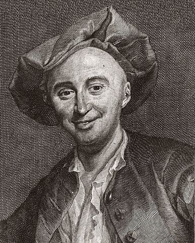Георг Фридрих Шмидт, портрет Жюльена Офрэ де Ламетри, гравюра 18 века
