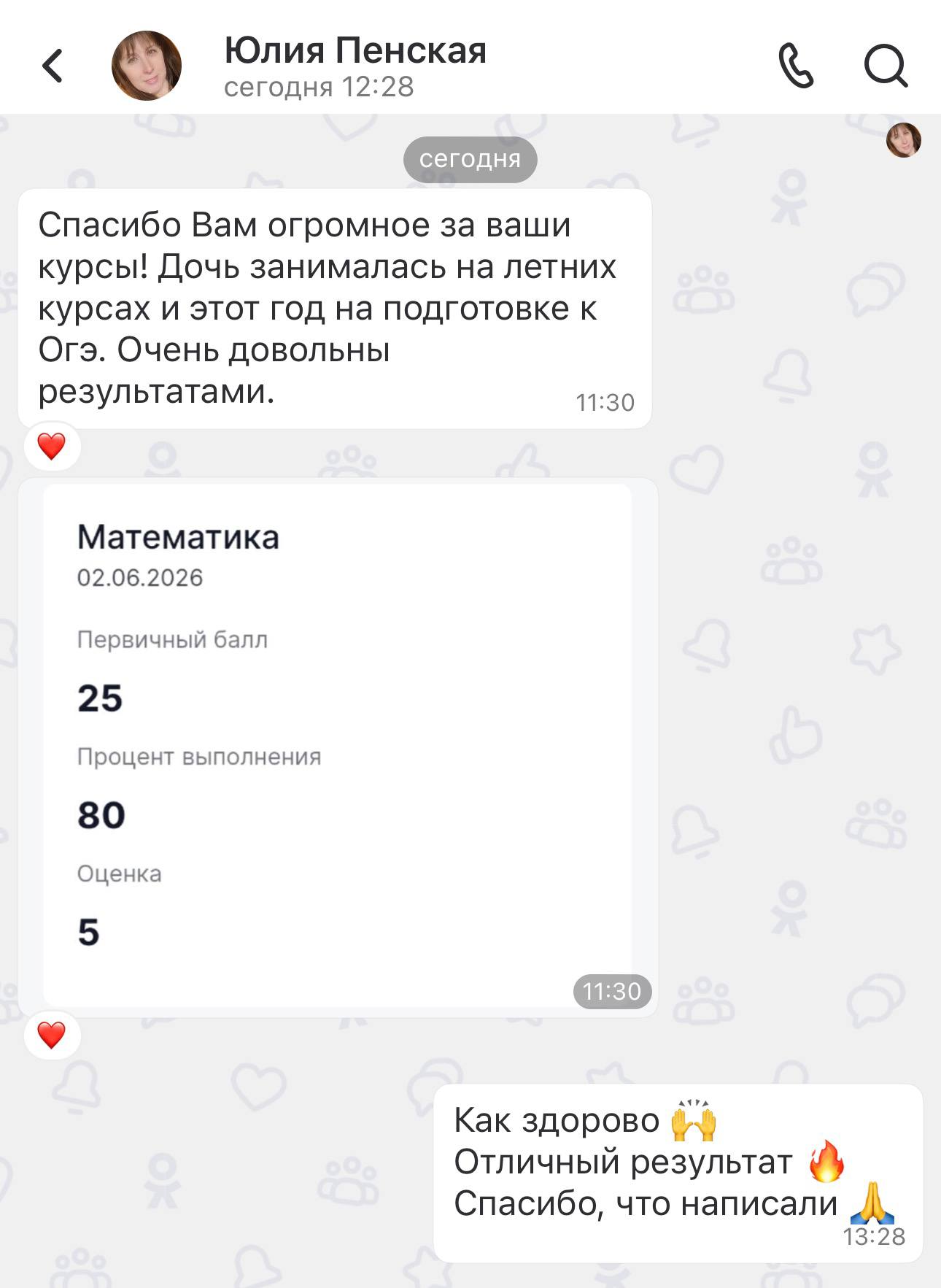 Отзыв родителя ученика