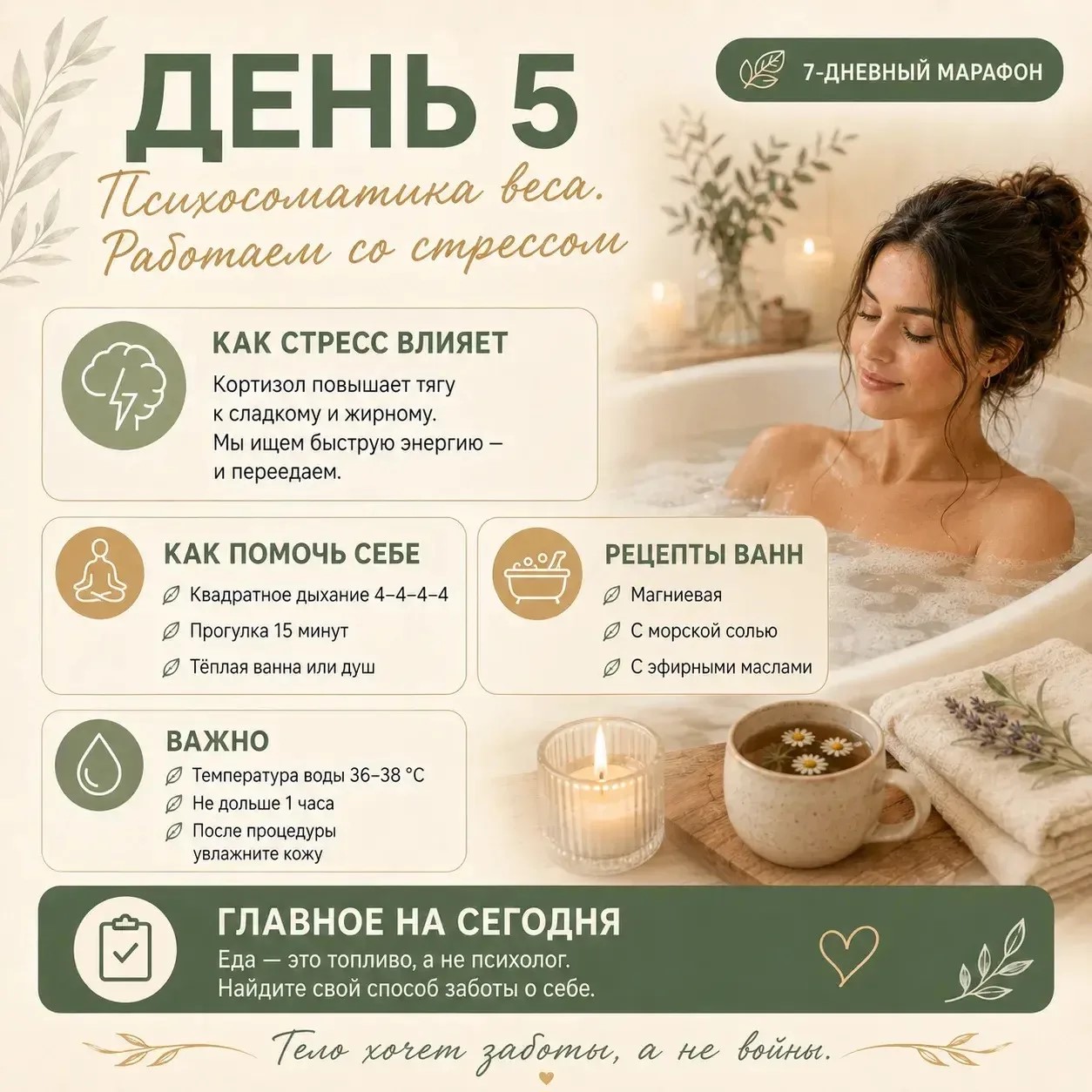 Карточка пятого дня: психосоматика веса и работа со стрессом
