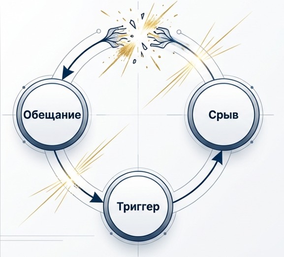 Диаграмма цикла обещание-триггер-срыв