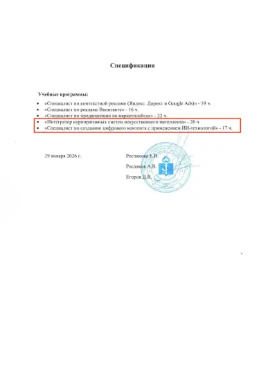 Перечень программ