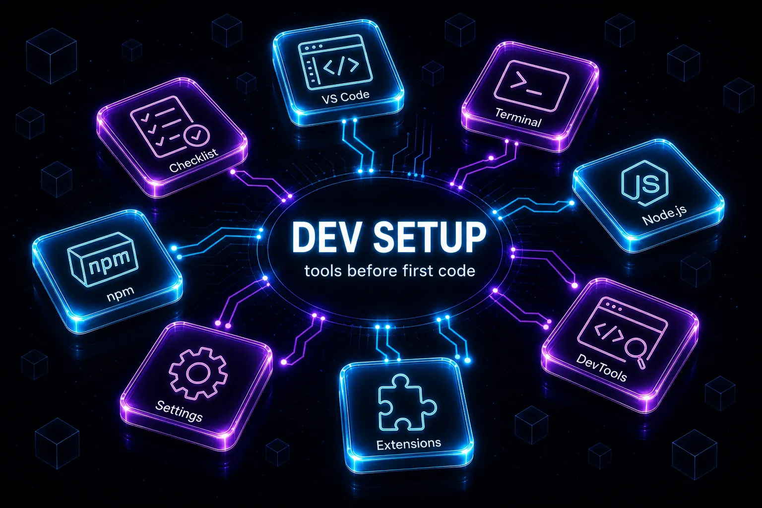 Окружение разработчика: VS Code, терминал, Node.js, DevTools, npm и расширения