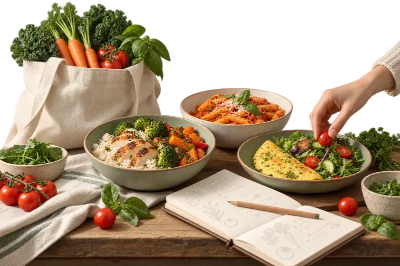 Простые блюда, продукты и план покупок