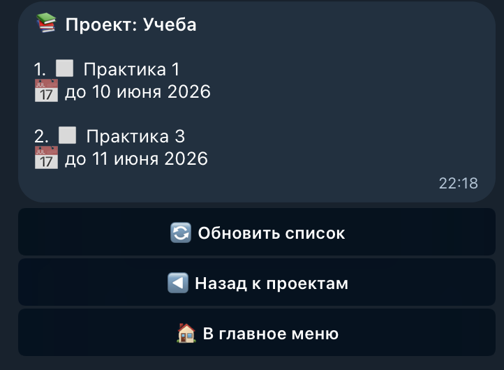 Список задач